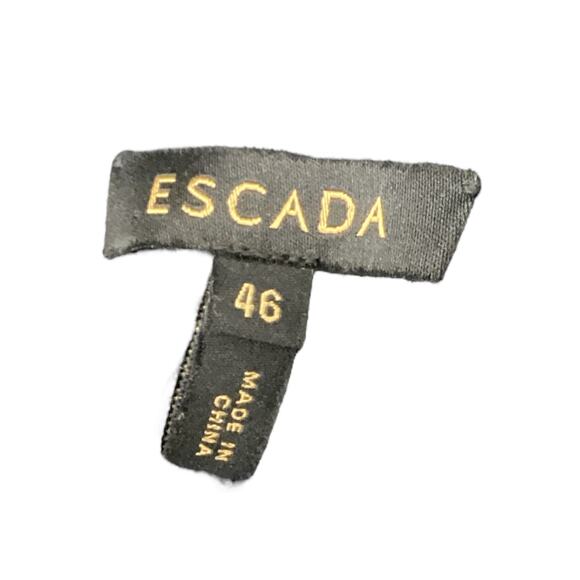 Escada Top Women’s SZ L Silk Lace Embroidery Back Zipper Short Sleeve Navy Color - Picture 4 of 4